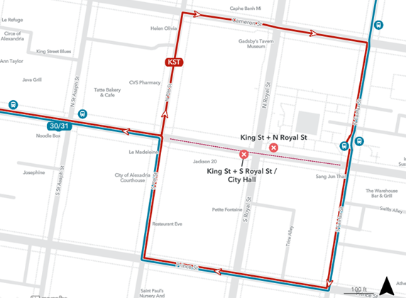 Detour map for overnight closure at King & Royal on May 20. 