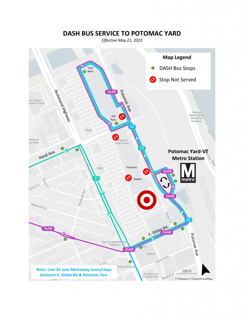 Potomac Yard Metro DASH Service Map