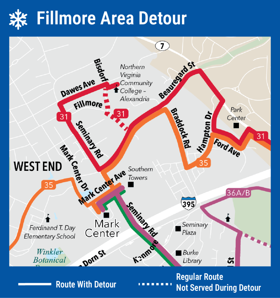 Map showing the Fillmore area snow detour
